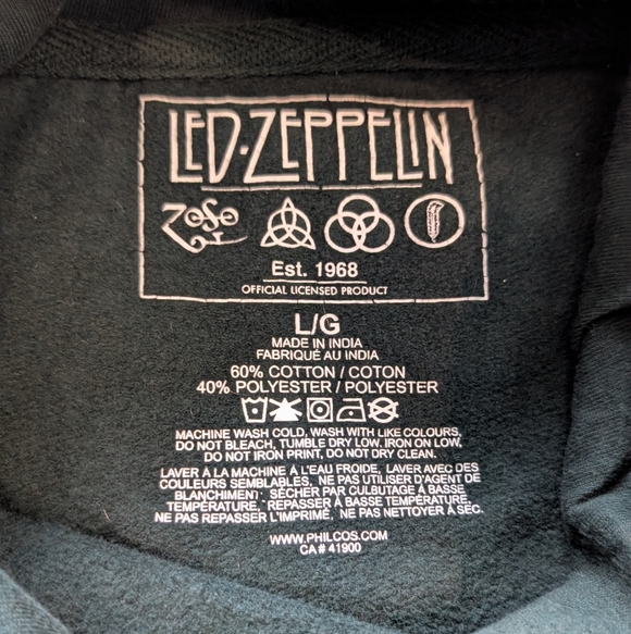Led Zeppelin Unisex Green Hoodie Size L - Picture 9 of 14